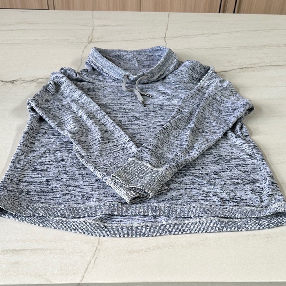Athleta, Marled/Heathered Gray Funnel / Cowl Neck Pullover Sweatshirt, Large